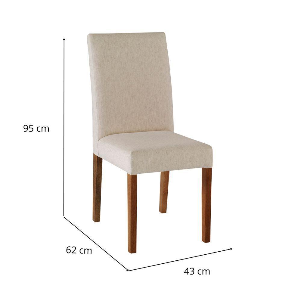 Cadeira Alfa Madeira Maciça Cores Neutras Revestida Com Tecido Lindo Para Sala De Jantar Ou Cozinha - 3