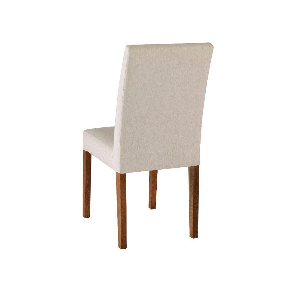Cadeira Alfa Madeira Maciça Cores Neutras Revestida Com Tecido Lindo Para Sala De Jantar Ou Cozinha - 4