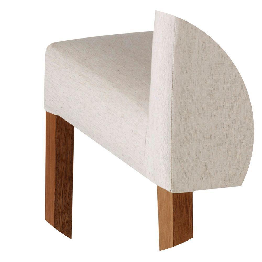 Cadeira Alfa Madeira Maciça Cores Neutras Revestida Com Tecido Lindo Para Sala De Jantar Ou Cozinha - 5