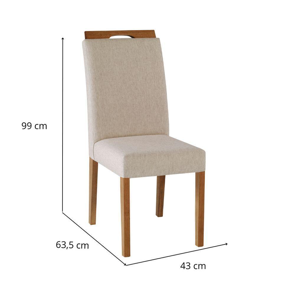 Cadeira Alfa Com Pegador Cores Neutras Revestida Com Tecido Para Sala De Jantar Cozinha - 6