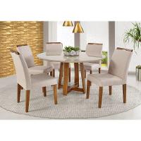 Cadeira Alfa Com Pegador Cores Neutras Revestida Com Tecido Para Sala De Jantar Cozinha - 7