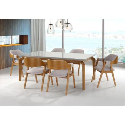 Cadeira Sofia Encosto Curvo Tipo Poltrona A Tecido Linho 1, Estrutura Maciça Madeira Cor Freijó Cappuccino - Treo Made