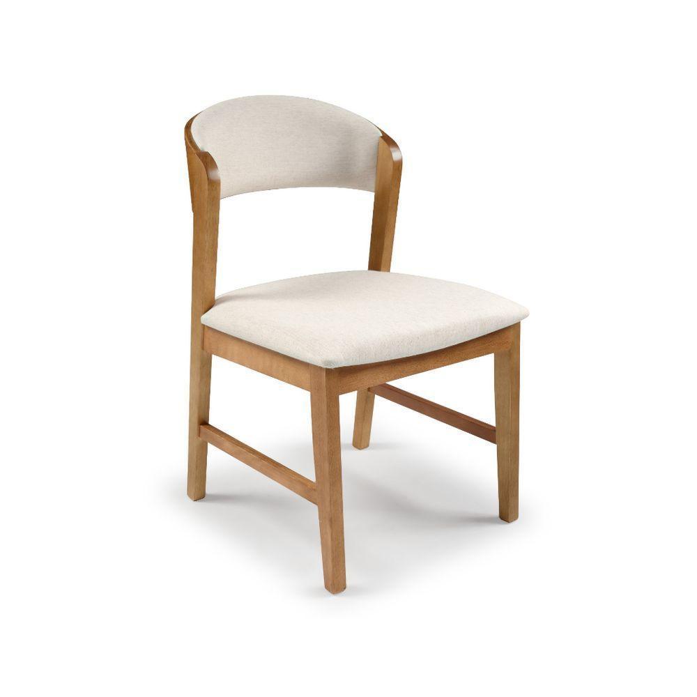 Cadeira Suprema Encosto Curvo Em Madeira Cor Freijó Tecido Linho 132, Estrutura Maciça Cores Neutras - 1