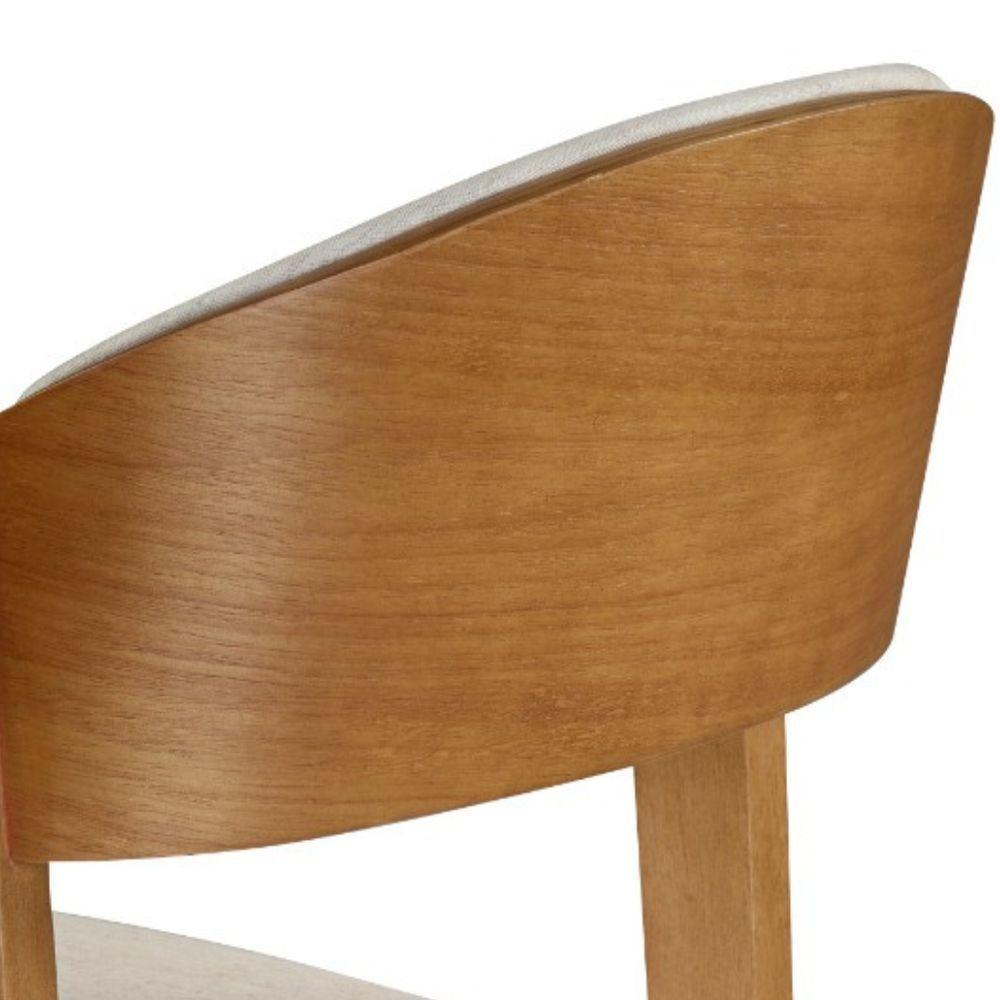 Cadeira Suprema Encosto Curvo Em Madeira Cor Freijó Tecido Linho 132, Estrutura Maciça Cores Neutras - 5