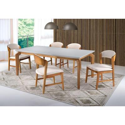 Cadeira Suprema Encosto Curvo Em Madeira Cor Freijó Tecido Linho 132, Estrutura Maciça Cores Neutras - Treo Made