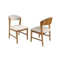 Cadeira Suprema Encosto Curvo Em Madeira Cor Freijó Tecido Linho 132, Estrutura Maciça Cores Neutras - 3