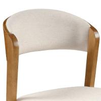 Cadeira Suprema Encosto Curvo Em Madeira Cor Freijó Tecido Linho 132, Estrutura Maciça Cores Neutras