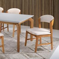 Cadeira Suprema Encosto Curvo Em Madeira Cor Freijó Tecido Linho 132, Estrutura Maciça Cores Neutras - 6