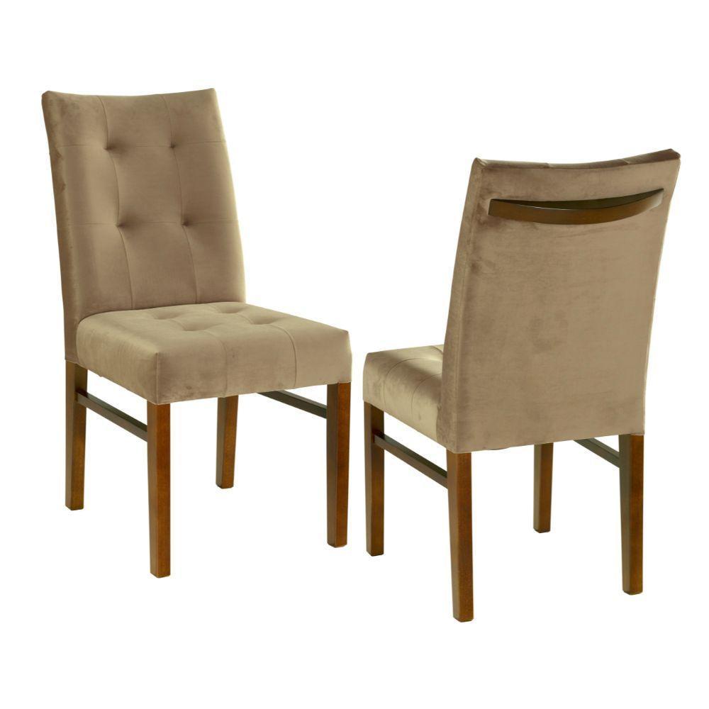 Cadeira Omega Com Pegador Madeira Maciça Cores Neutras E Tecido Para Sala De Jantar Ou Cozinha - 1