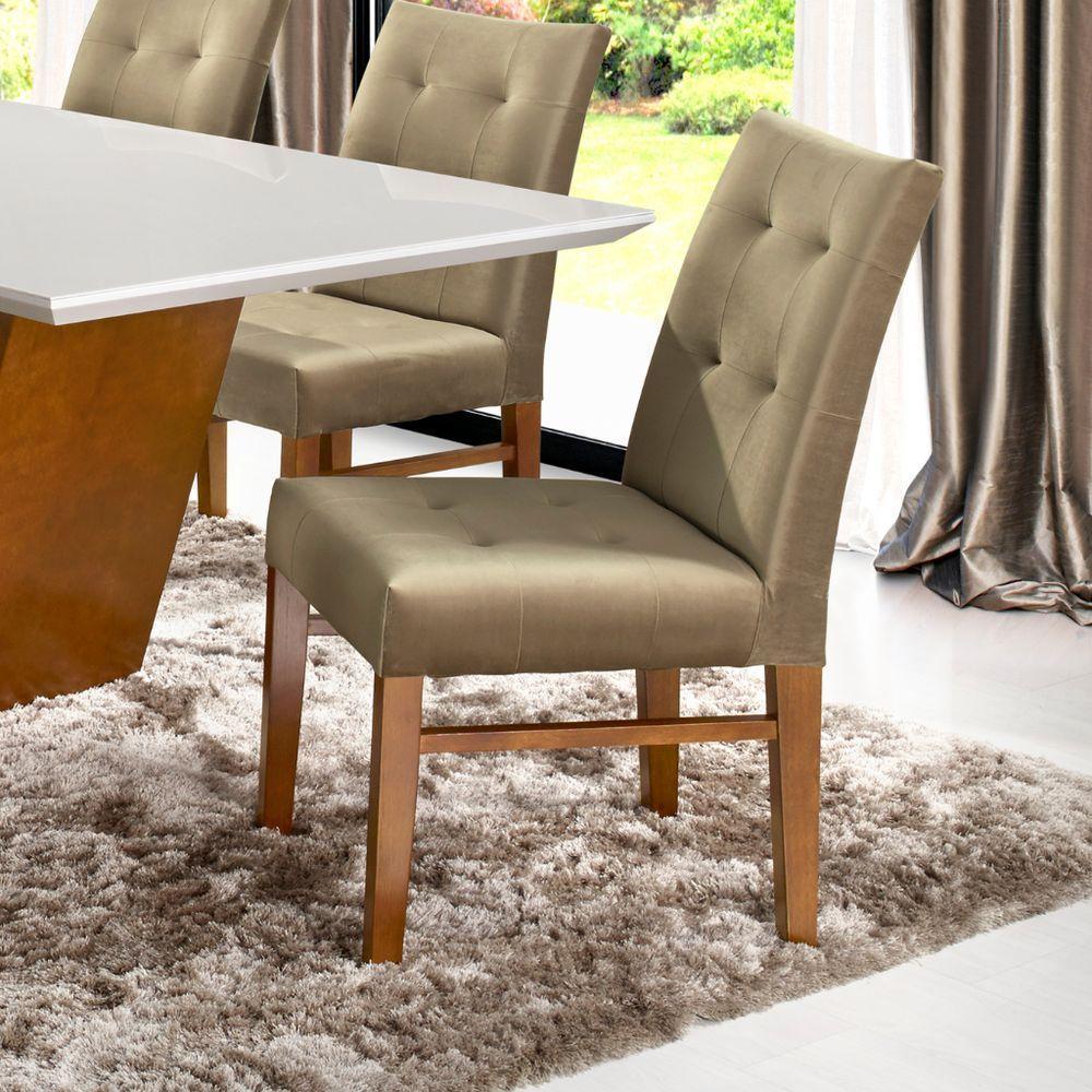 Cadeira Omega Com Pegador Madeira Maciça Cores Neutras E Tecido Para Sala De Jantar Ou Cozinha - 4