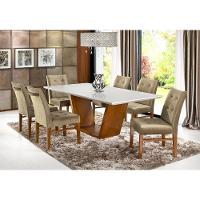 Cadeira Omega Com Pegador Madeira Maciça Cores Neutras E Tecido Para Sala De Jantar Ou Cozinha - 8