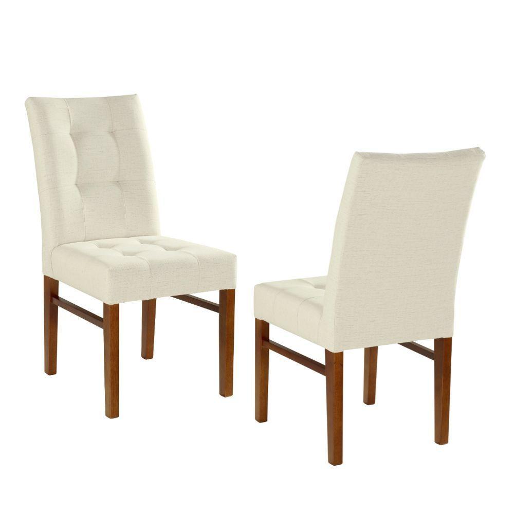 Cadeira Omega Cores Neutras Revestida Com Tecido Lindo Para Sala De Jantar Ou Cozinha - 1