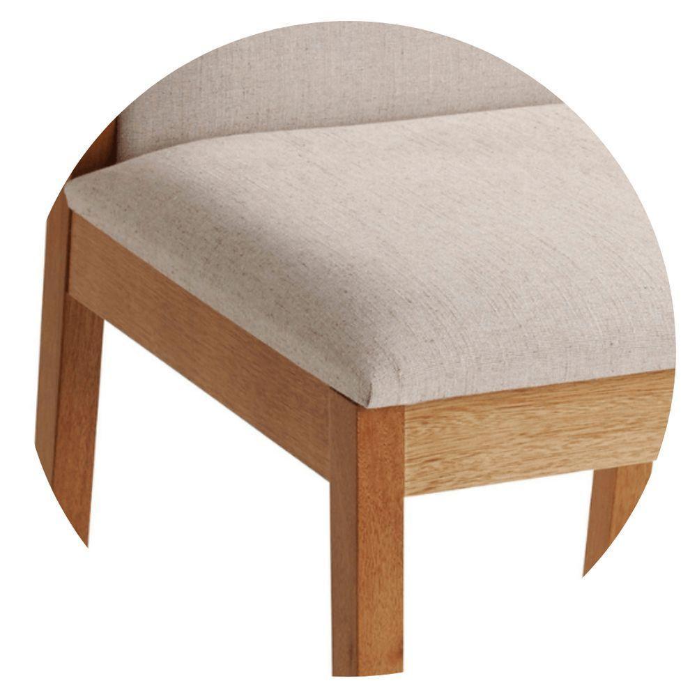 Cadeira Olimpo Madeira Maciça Cores Neutras Revestida Com Tecido Linho Para Sala De Jantar - 3