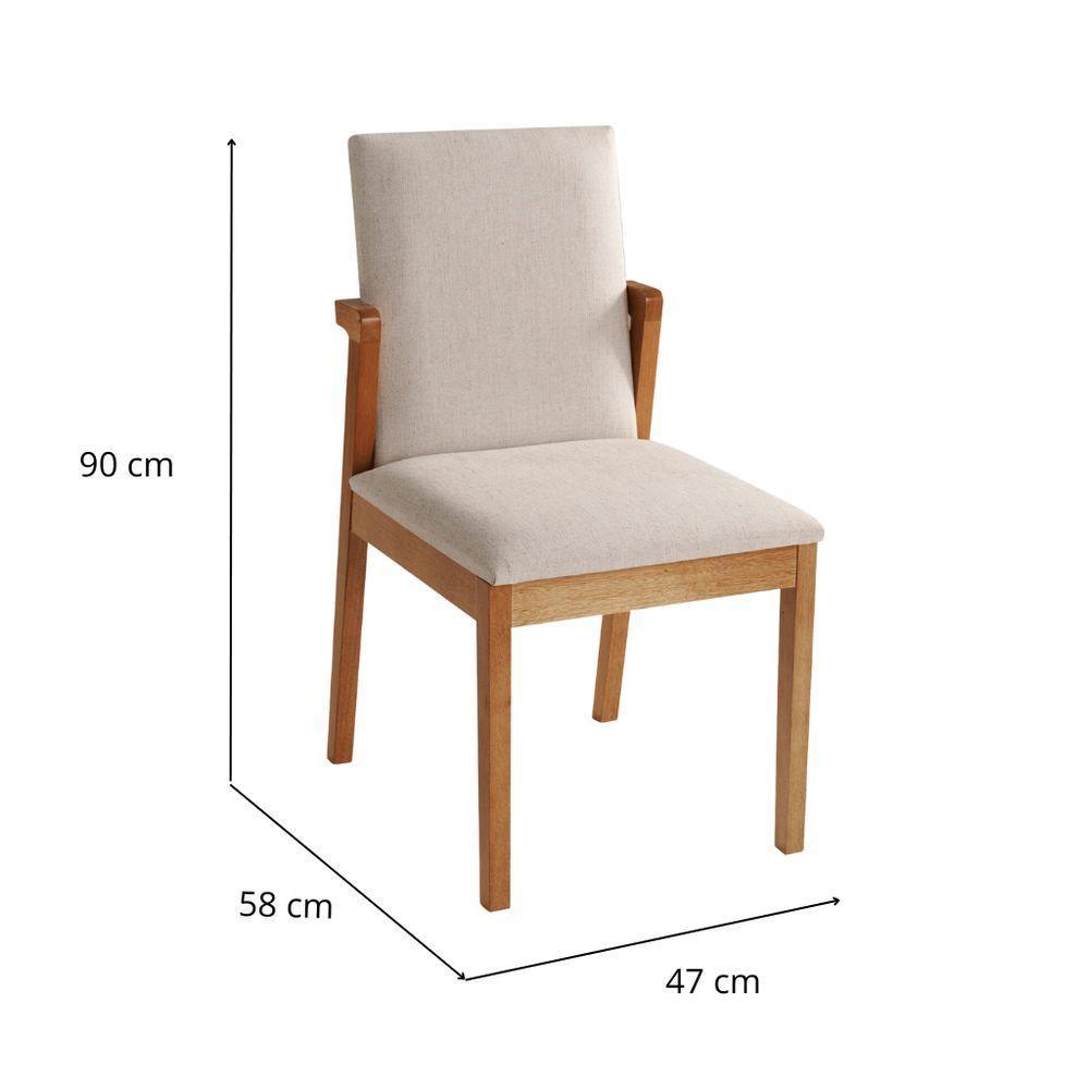 Cadeira Olimpo Madeira Maciça Cores Neutras Revestida Com Tecido Linho Para Sala De Jantar - 5