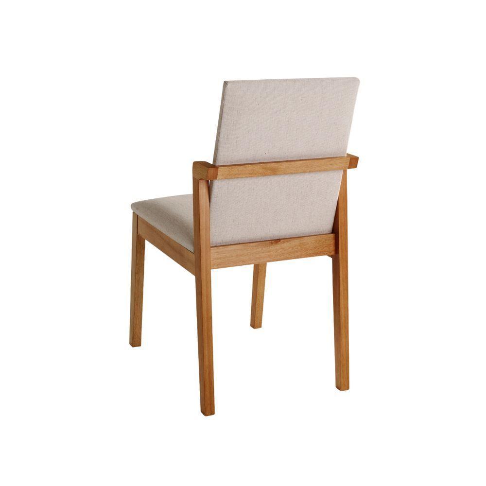 Cadeira Olimpo Madeira Maciça Cores Neutras Revestida Com Tecido Linho Para Sala De Jantar - 6