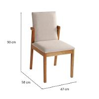 Cadeira Olimpo Madeira Maciça Cores Neutras Revestida Com Tecido Linho Para Sala De Jantar - 5