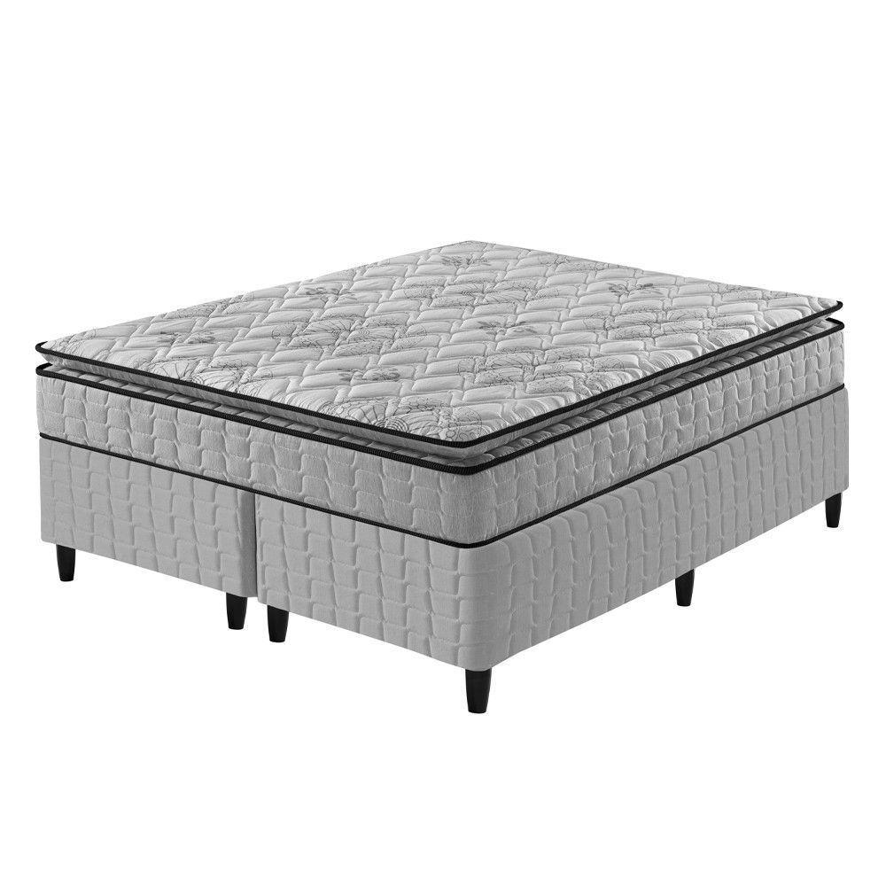Cama Box Queen + Colchão Ortopedico Espuma D33 Hanover Cinza - 1