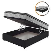 Cama Box Baú Viúva Preto + Colchão Ortopedico Espuma 128cm - 1