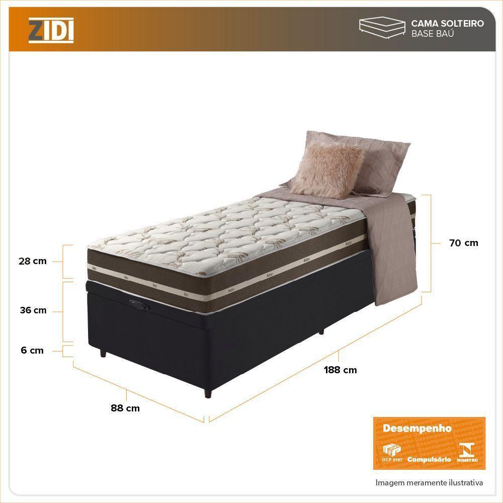 Cama Box Baú Solteiro Preto + Colchão Molas Las Vegas 88cm - 3