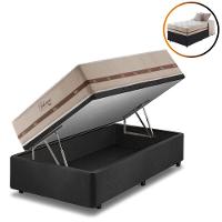 Cama Baú Solteiro King Preto + Colchão Molas Bahamas 96cm - 7