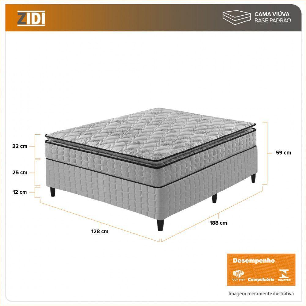 Cama Box Viúva Cinza + Colchão Ortopedico Espuma D33 Hanover Cinza - 6