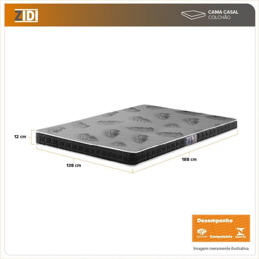 Colchão Casal Espuma D20 Querubin 138x188x12 Dupla Face Liso Preto - 5