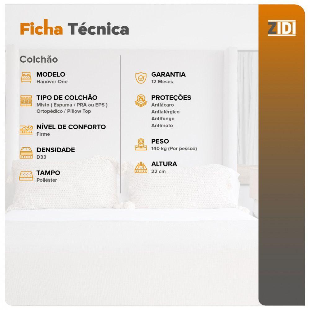 Colchão Casal Hanover One Ortopédico Espuma D33 Pillow Top Cinza - 10
