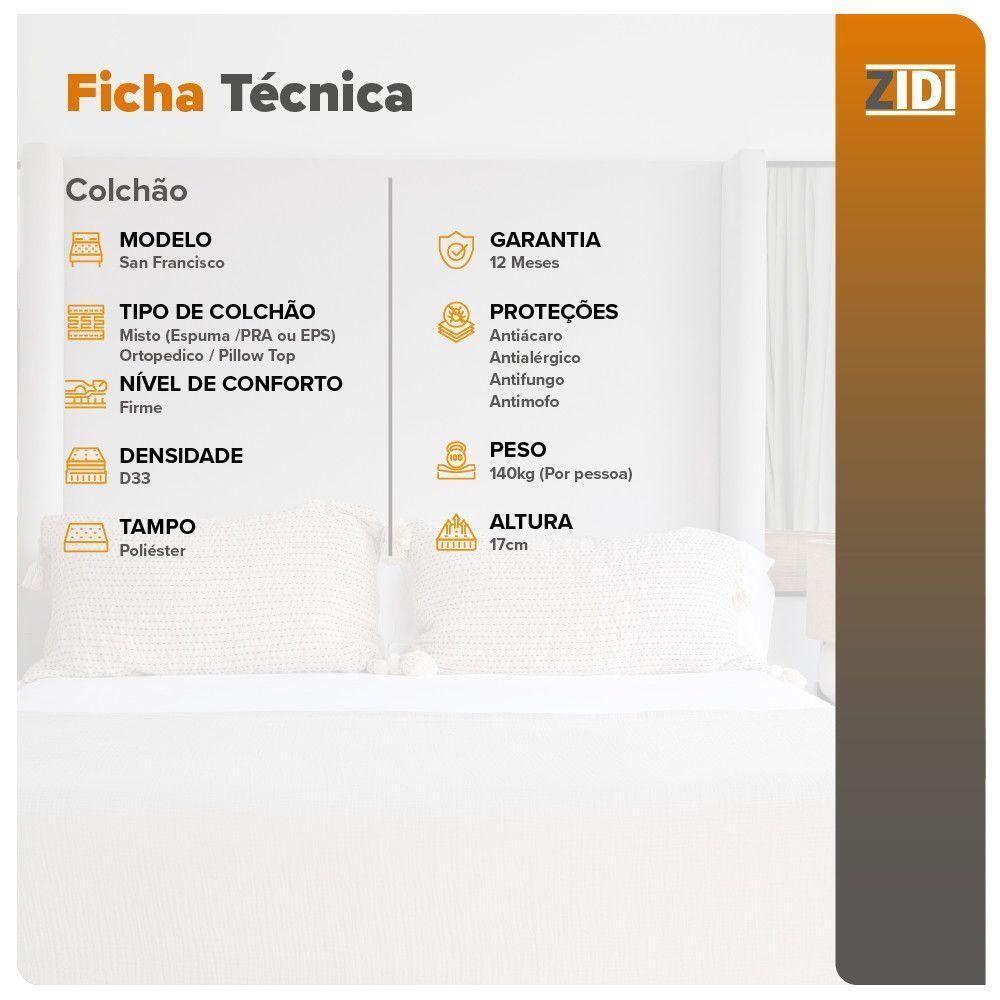 Colchão King Size San Francisco Ortopédico Espuma D33 193cm Preto - 8