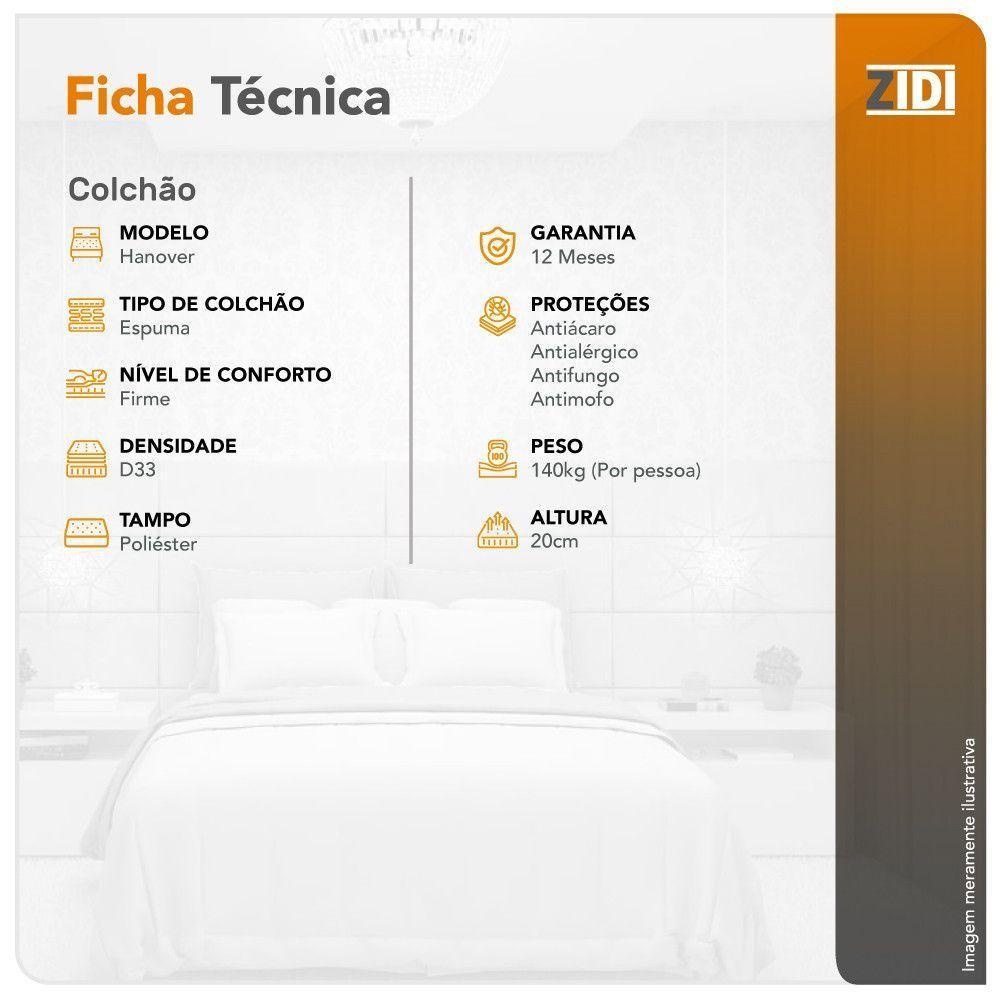 Colchão Solteiro Hanover Espuma D33 Bordado 88x188x20cm - 3
