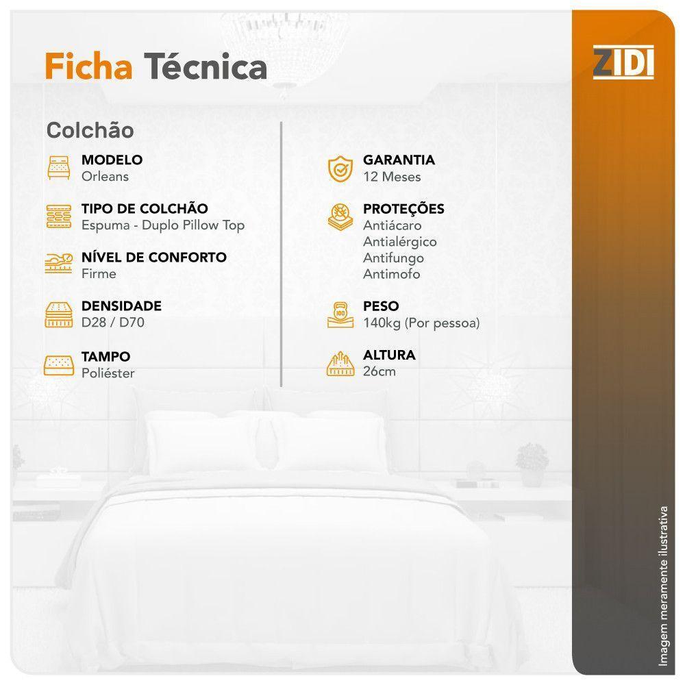 Colchão Solteiro King Orleans Espuma Dupla Face Pillow Top Marrom - 4
