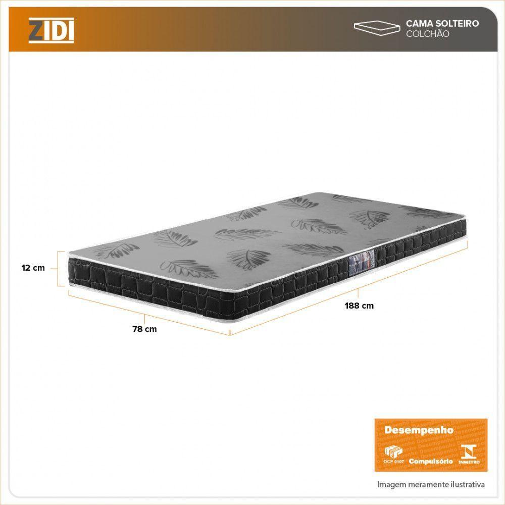 Colchão Solteiro Espuma D20 Querubin 78x188x12 Dupla Face Preto - 5