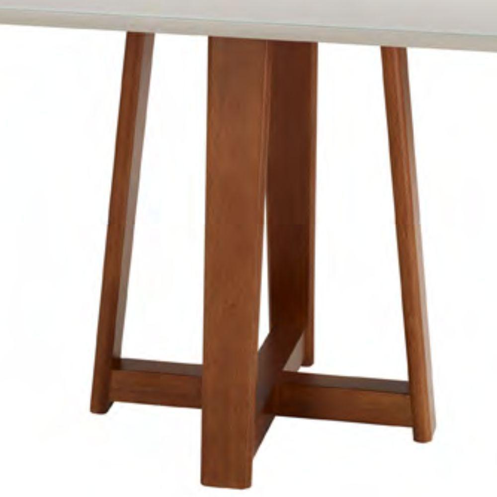 Mesa Delta Freijó E Off-white 4 Lugares Quadrada 1,10x1,10 Madeira Maciça E Tampo De Vidro Colado - 3