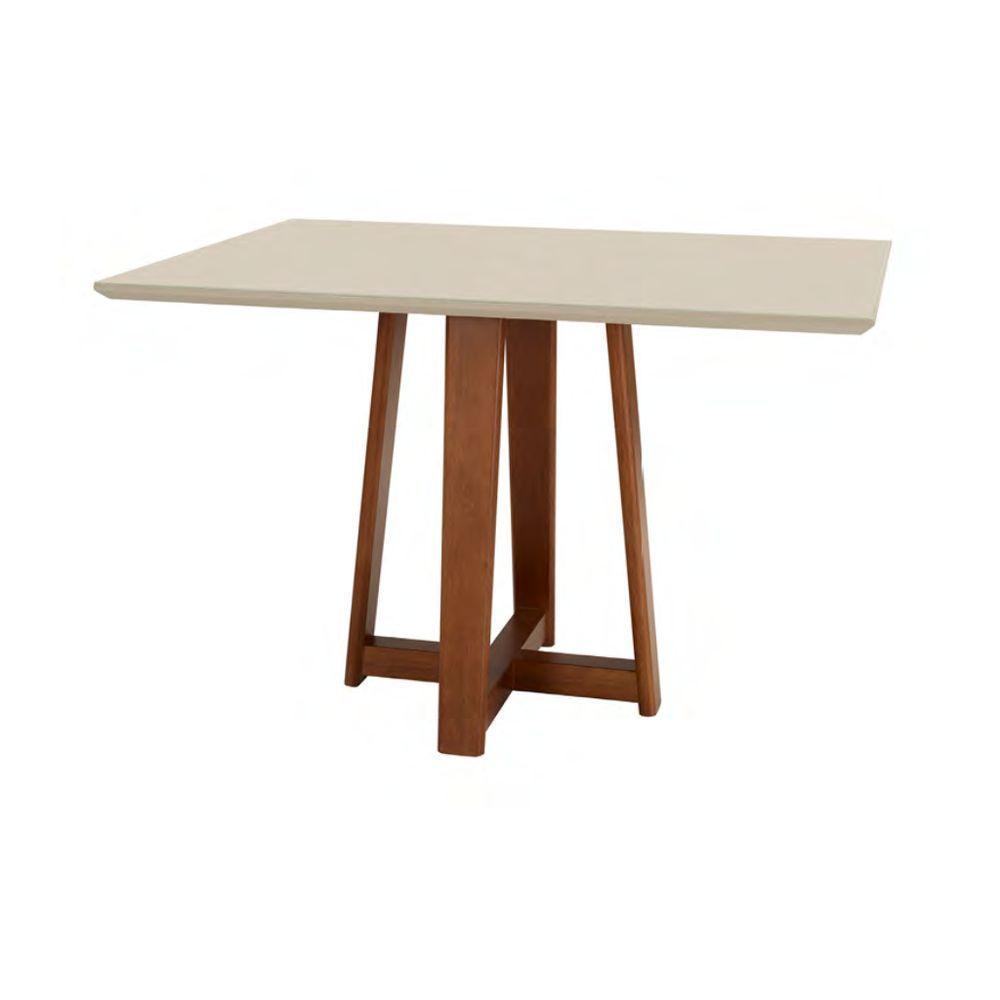 Mesa Cor Freijó E Fendi 4 Lugares Retangular 1,2x0,90 E Tampo De Vidro Colado - 1