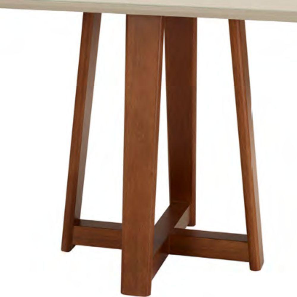 Mesa Cor Freijó E Fendi 4 Lugares Retangular 1,2x0,90 E Tampo De Vidro Colado - 4