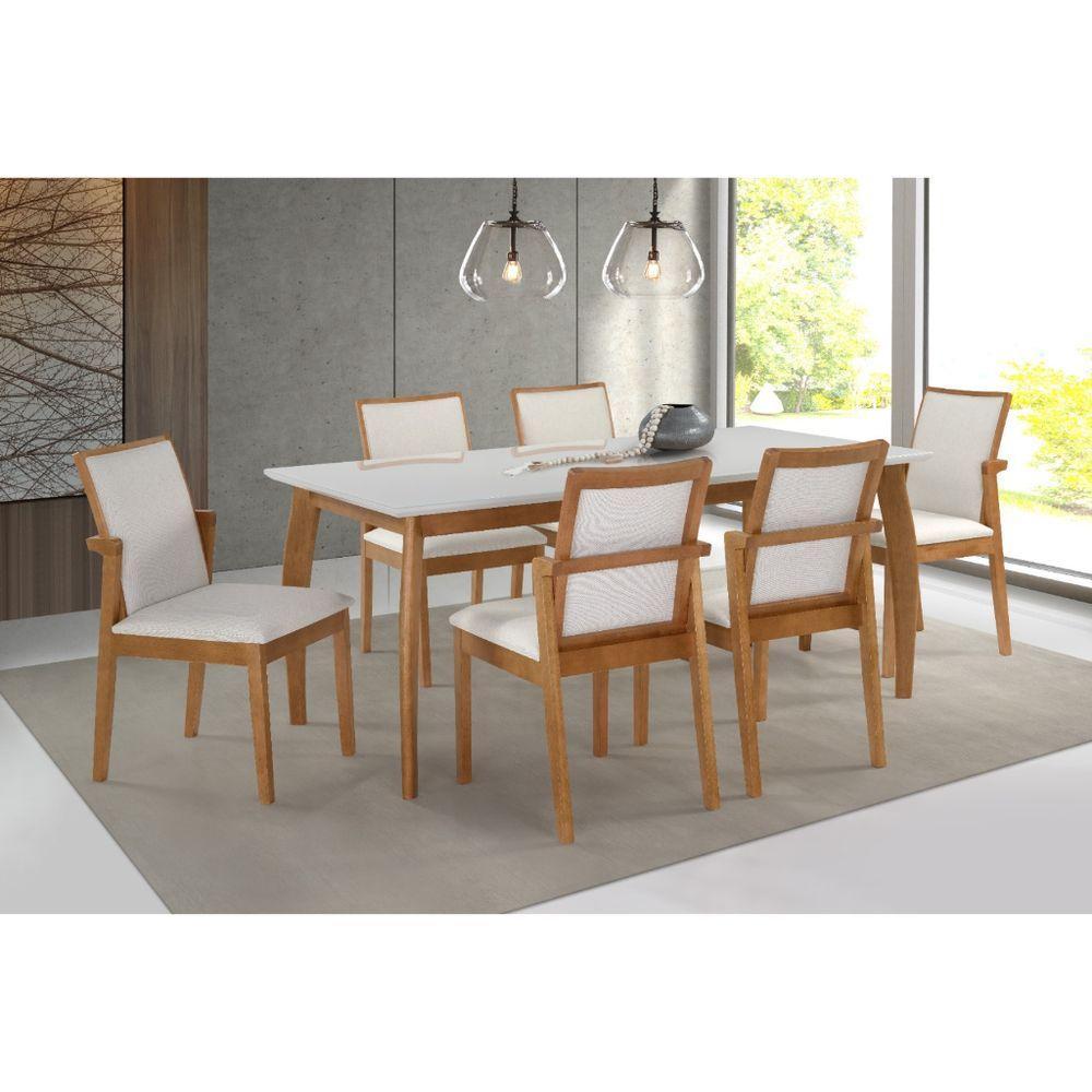 Mesa Tampo Off-white De Vidro Colado Em Base De Madeira Freijó E Pés Medidas1,6x0,90 - 4