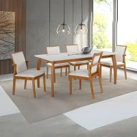 Mesa Tampo Off-white De Vidro Colado Em Base De Madeira Freijó E Pés Medidas1,6x0,90 - 2