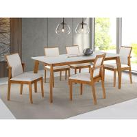 Mesa Tampo Off-white De Vidro Colado Em Base De Madeira Freijó E Pés Medidas1,6x0,90 - 6