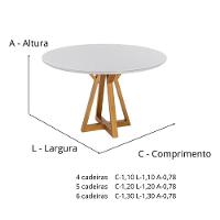 Mesa Polaris 4 Lugares Redonda 1,10m Freijó E Tampo De Vidro Off-white Colado Moveis - 2