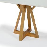 Mesa Nubia 4 Lugares Retangular 1,2x0,90 Madeira Freijó Maciça E Tampo De Vidro Off-white Colado - 2