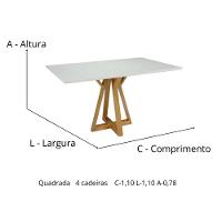Mesa Nubia 4 Lugares Quadrada 1,1x1,10 Madeira Freijó Maciça E Tampo De Vidro Off-white Colado - 3