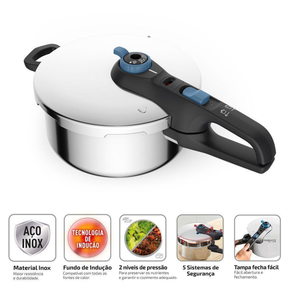 Panela De Pressão Inox Trendy 4l Fechamento Externo Rochedo - 8