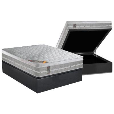 Cama Box Baú Casal: Colchão Molas Ensacadas Castor Pocket Premium Gel + Base CRC Suede Gray(138x188)