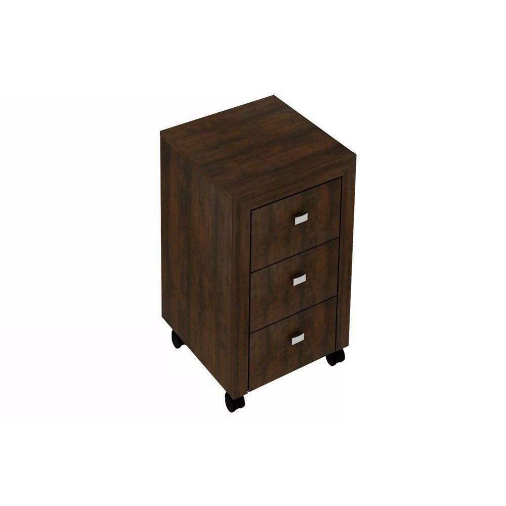 Gaveteiro p/ Escritório ME4108 c/ 3 Gavetas e Rodízios Rústico - Tecno Mobili - 1