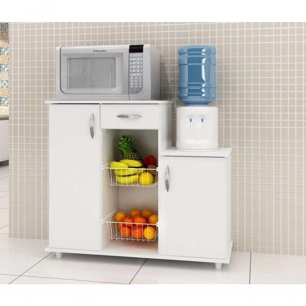 Balcão Com Fruteira 2 Portas 1 Gaveta Diva Branco Notável Móveis Branco - 1