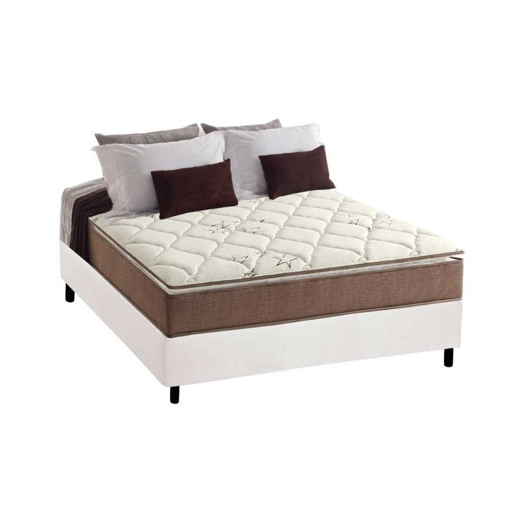 Cama Box Casal: Colchão Espuma Anjos D28/ AG65 Star + Base CRC Courano White(138x188) - 1