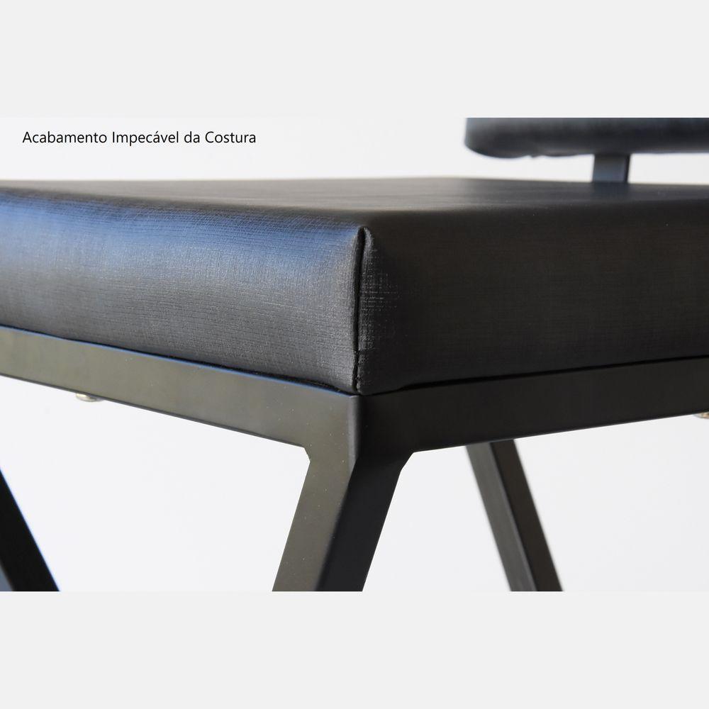 Banqueta Zênite Com Encosto - Preto - Assento Estofado Preto - 75cm - 7