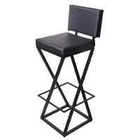 Banqueta Zênite Com Encosto - Preto - Assento Estofado Preto - 75cm - 1