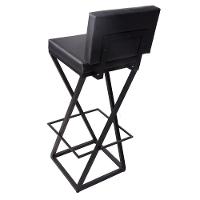 Banqueta Zênite Com Encosto - Preto - Assento Estofado Preto - 75cm - 6