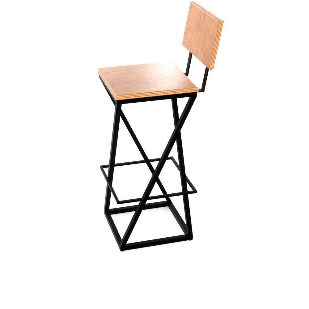 Banqueta Zênite Com Encosto - Preto - Assento Compensado Assento Compensado - 72cm - 3