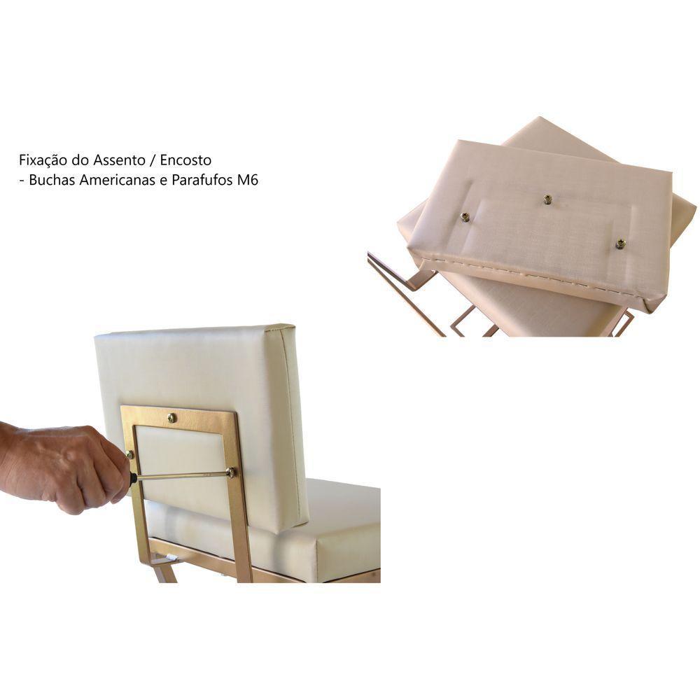 Banqueta Zênite Com Encosto - Cobre - Assento Estofado Pérola - 75cm - 3